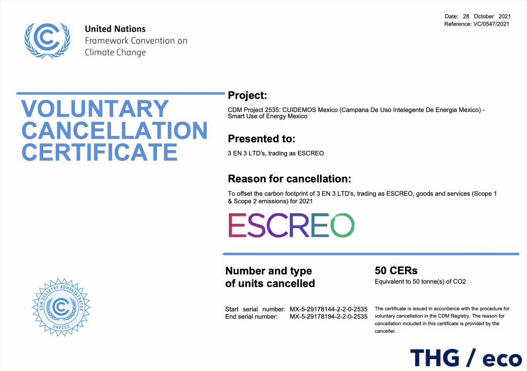Voluntary Cancellation Certificate 2021
