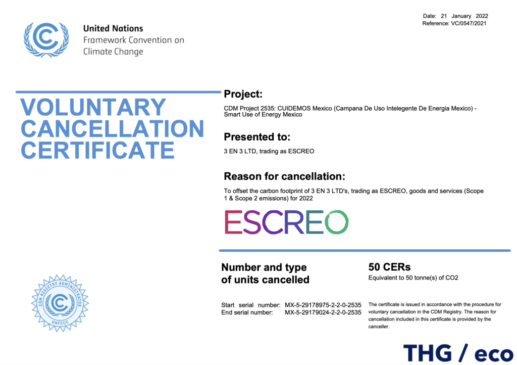 Voluntary Cancellation Certificate 2022